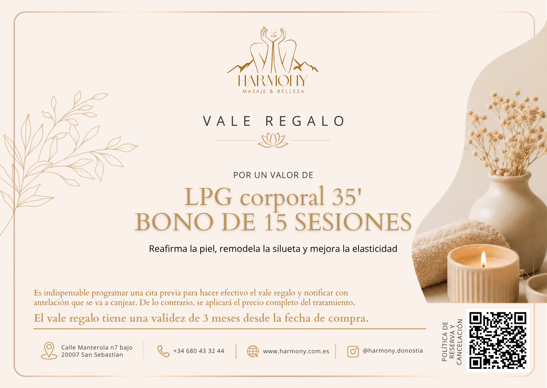 Bono LPG Corporal 15 sesiones de 35 minutos de Harmony